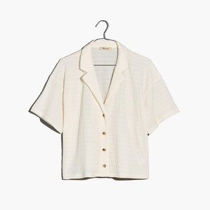 Madewell Crinkle-Knit Button-Front Top in Lighthouse